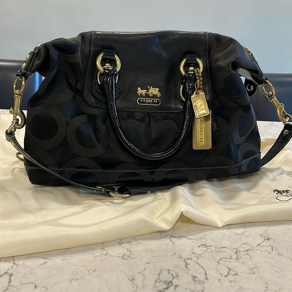Coach | Bags | Coach Madison Op Art Black Lavender Purse Handbag
